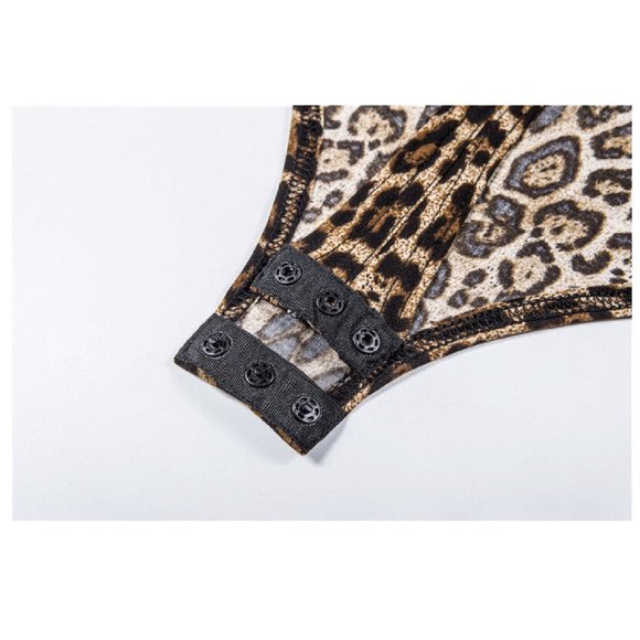 One Piece Swimsuit Leopard print long sleeve rash guard surf suit front zip - Picture 5 of 11